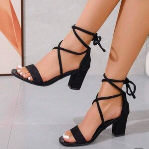 SHEIN Black Block Heel Sandals